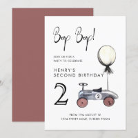 Race Car Invitation Red segundo aniversário Vintag