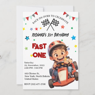 Convite Race Car Racing Kid's Birthday Theme