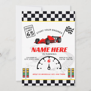 Convite Race Car Speedway Verificado Aniversário
