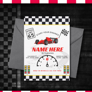 Convite Race Car Speedway Verificado Aniversário