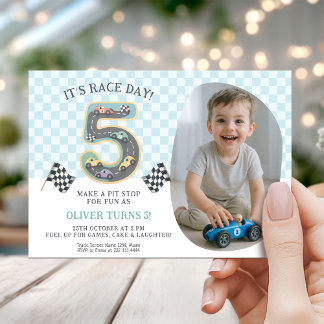 Convite Race Car Theme 5th Birthday Party