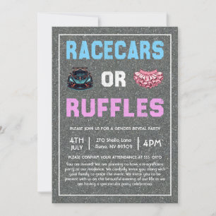 Convite Race Carros ou Ruffles - Raça Revelação de Gênero