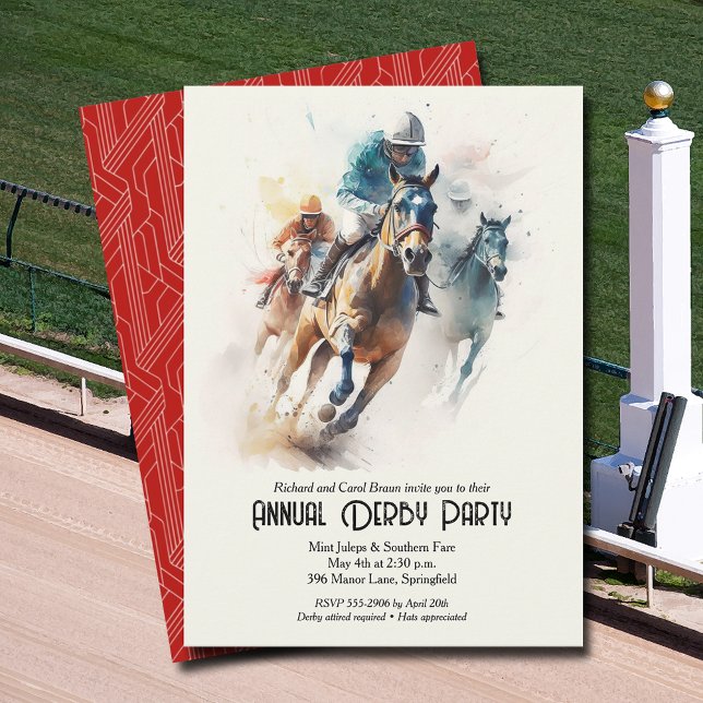 Convite Race Hormones Derby Party (Racehorses and Jockeys Derby Party Invitations - INSTANT DOWNLOAD and/or PRINTED or both!)