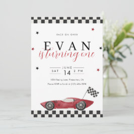 Convite Race On Over 1st Birthday Vintage Race Car 