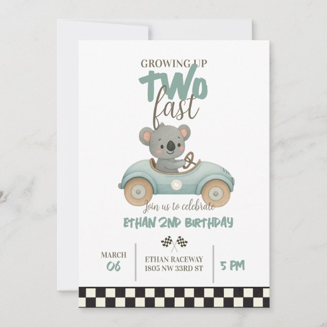 Convite Race On Over – Car-Themed Birthday Invite (Frente)