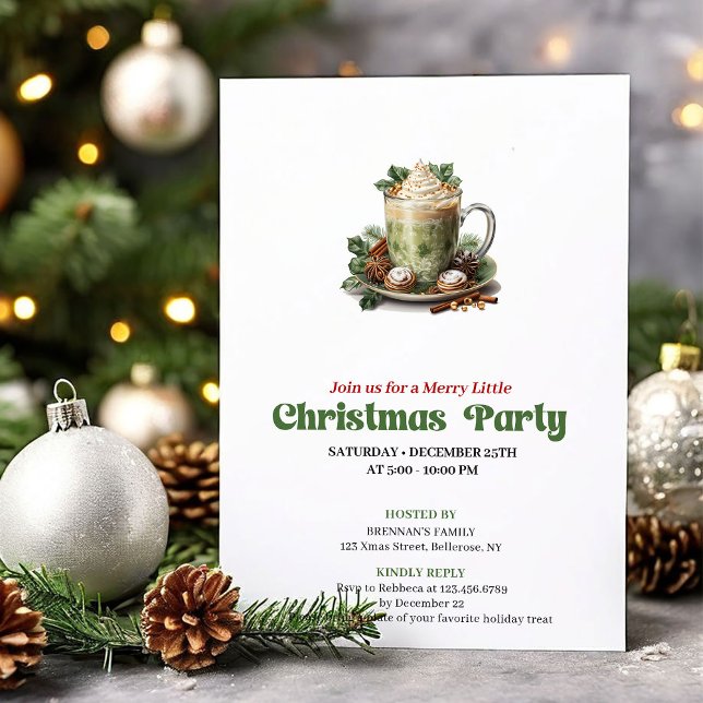 Convite Radiant retro Christmas late coffee party invite (Radiant retro Christmas angel party invitation

)