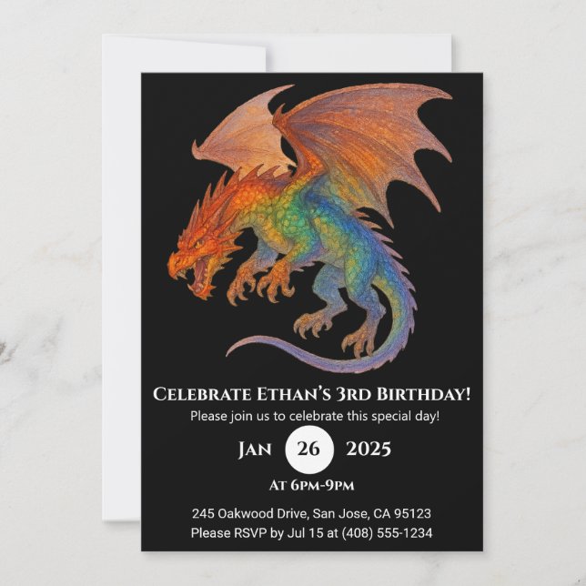 Convite Radiant Scale Dragon Birthday Invitation (Frente)
