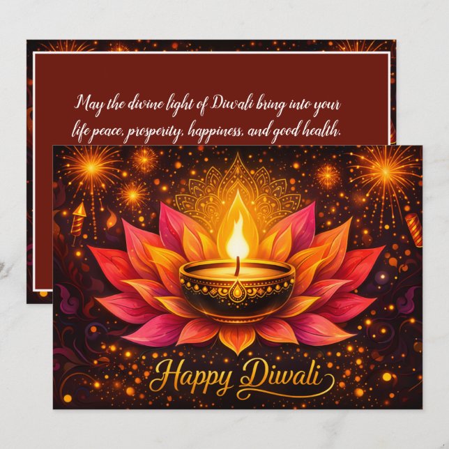Convite Radioso Deleite de Diwali (Frente/Verso)