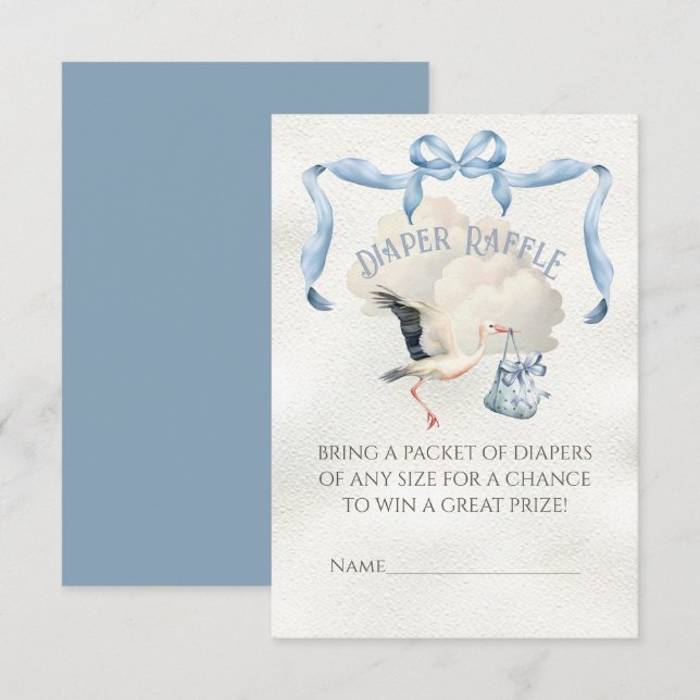 Convite Raffle de Fralda de Fita de Fita de Chá de fraldas (Frente/Verso)