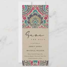 CONVITE RAFT BOHO TRIBAL IKAT PINK TEAL SALVE A DATA INVI