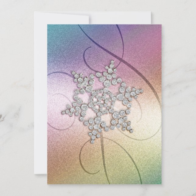 Convite Rainbow Background Crystal Snowflake (Frente)
