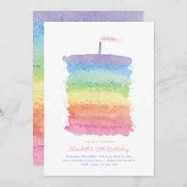 Convite Rainbow Birthday Cake Invite, Rainbow 1rua Party