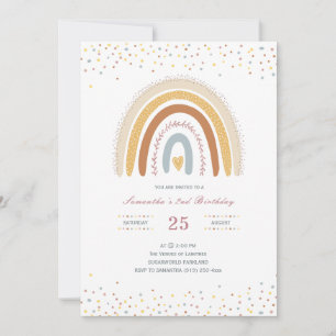 Convite Rainbow Birthday Invitation Girls
