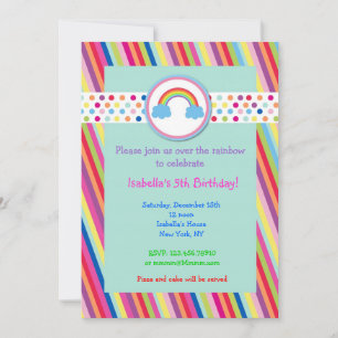 Convite Rainbow Birthday Party Invitations