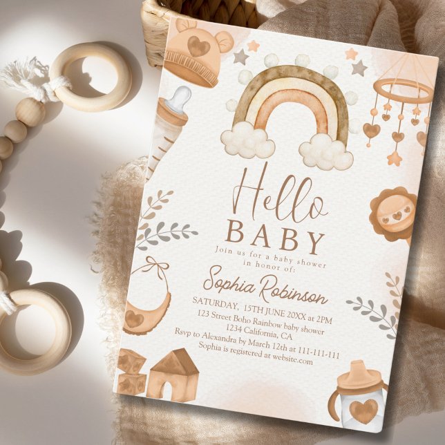 Convite Rainbow Boho Baby Shower Gender Neutral (Criador carregado)