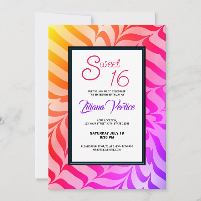 Convite Rainbow Calliographic Tigre Psicodélico (Frente)