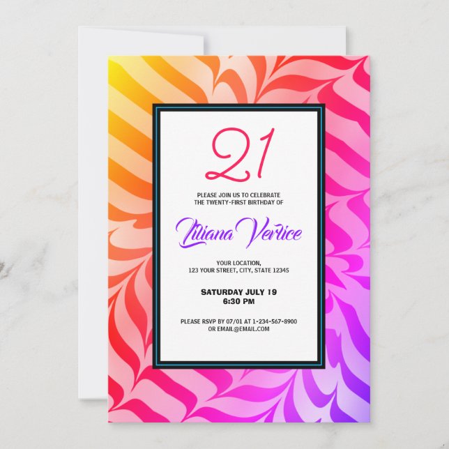 Convite Rainbow Calliographic Tigre Psicodélico (Frente)