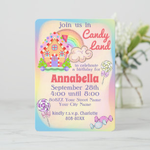 Convite Rainbow Candy Land Party