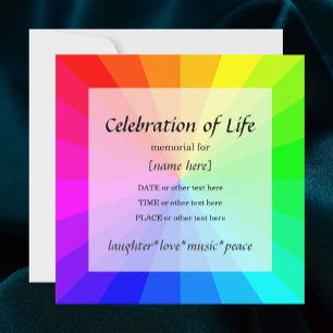 Convite Rainbow Celebration of Life Memorial Invitation