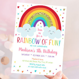Convite Rainbow Clouds Birthday