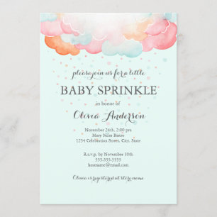 Convite Rainbow Clouds Blue Baby Sprinkle Invent
