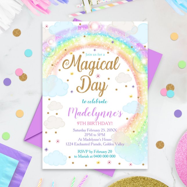 Convite Rainbow Clouds Invitation Magical Day (Criador carregado)