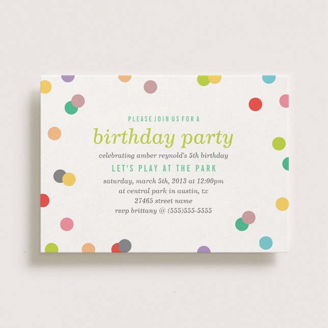 Convite Rainbow Confetti Birthday Invite (Criador carregado)