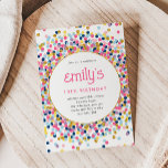 Convite Rainbow Confetti Dourado Glitter Playday<br><div class="desc">Este convite de aniversário brilhante de configuração divertida apresenta brilho dourado brilhante e texto personalizado. Opções adicionais para texto e layout estão disponíveis se você optar por personalizar ainda mais.</div>
