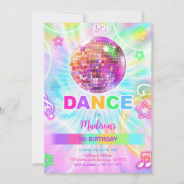Convite Rainbow Dance Party Neon Glow
