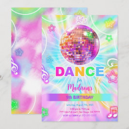 Convite Rainbow Dance Party Neon Glow