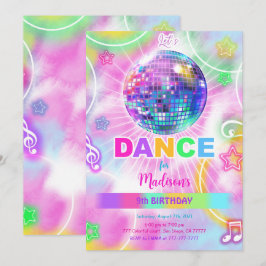 Convite Rainbow Dance Party Neon Glow