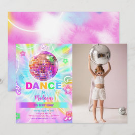Convite Rainbow Dance Party Neon Glow Photo
