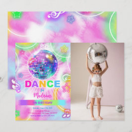 Convite Rainbow Dance Party Neon Glow Photo