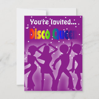 Convite Rainbow Disco Queen | Dançarinos Retro Roxo