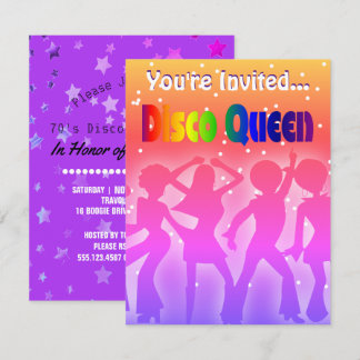 Convite Rainbow Disco Queen| Estrelas de terceiros retrógr