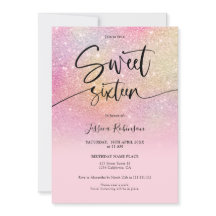 Rainbow glitter ombre rosado-feminino Sweet 16