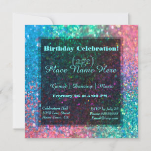 Convite Rainbow Glitter Party