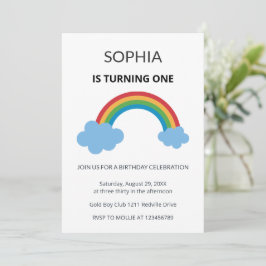 Convite Rainbow Kids First Birthday Party