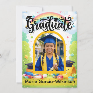 Convite Rainbow Kindergarten Graduation