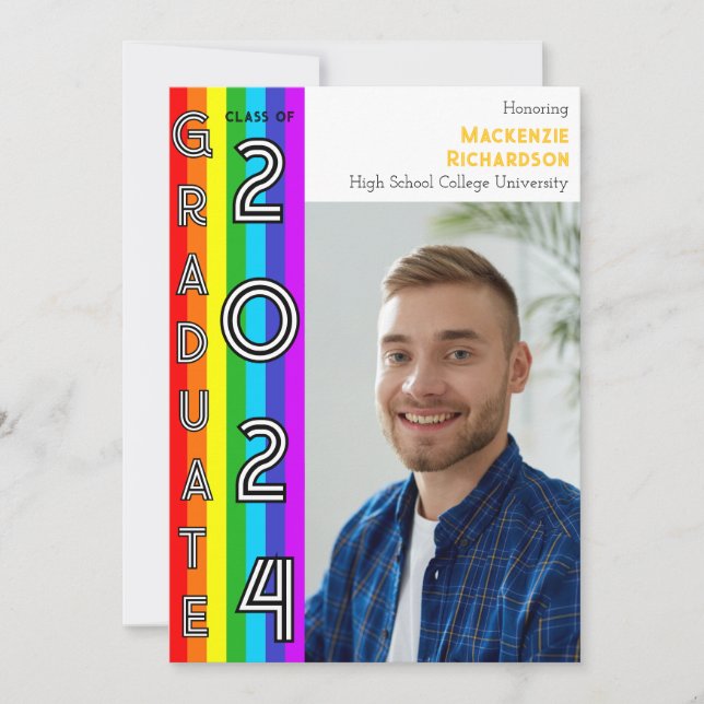 Convite Rainbow LGBT Graduation Party Photo (Frente)