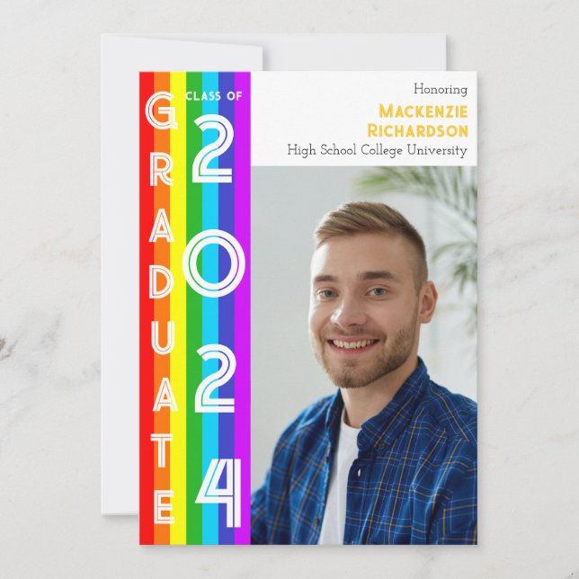 Convite Rainbow LGBT Graduation Party Photo (Frente)