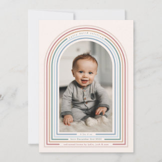 Convite Rainbow Line Arch Birth Announcement