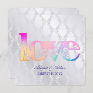 Convite Rainbow Love On Weding Satin Invitation