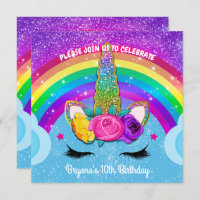 Rainbow Sparkle Glittery Unicorn Horn Face Party
