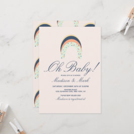 Convite Rainbow Sprinkles Brusca Traço Chá de fraldas Rosa