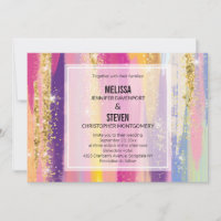 Rainbow Stripes com Casamento Glitter Dourado Faux