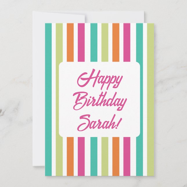 Convite Rainbow strips retro padrão de diversão (Frente)
