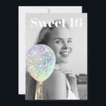 Convite ~* Rainbow Sweet 16 PHOTO Balão AP29 Aniversário<br><div class="desc">(procure designs semelhantes no AP29 em vários produtos) ((Este design pode ser facilmente adaptado a QUALQUER IDADE ou EVENTO )) Consulte a página se precisar de ajuda. *~* Energy Enhanced SWEET 16 Convite de aniversário. Altere / Edite o texto e a FOTO da doce 16 Birthday Girl. Abstrato Artsy Girly...</div>