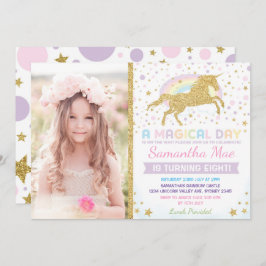 Convite Rainbow Unicorn Aniversário Invitation Stars Confe
