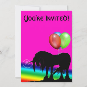 Convite Rainbow Unicorn Birthday
